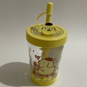 Sanrio Miniso Pompompurin 535ml Cup  With Straw